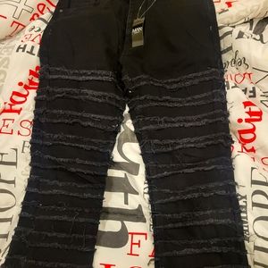 Mens slim rigid flare frayed jeans!